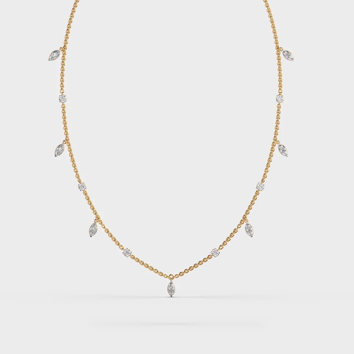 Marquise Petal Station Diamond Necklace