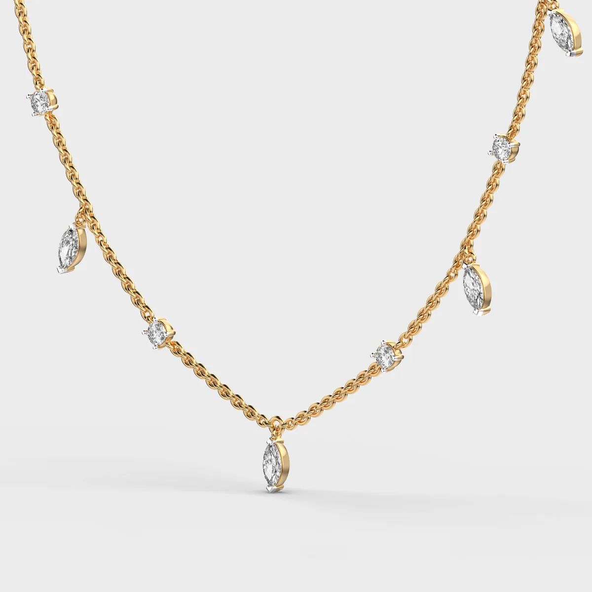 Marquise Petal Station Diamond Necklace – alternate view