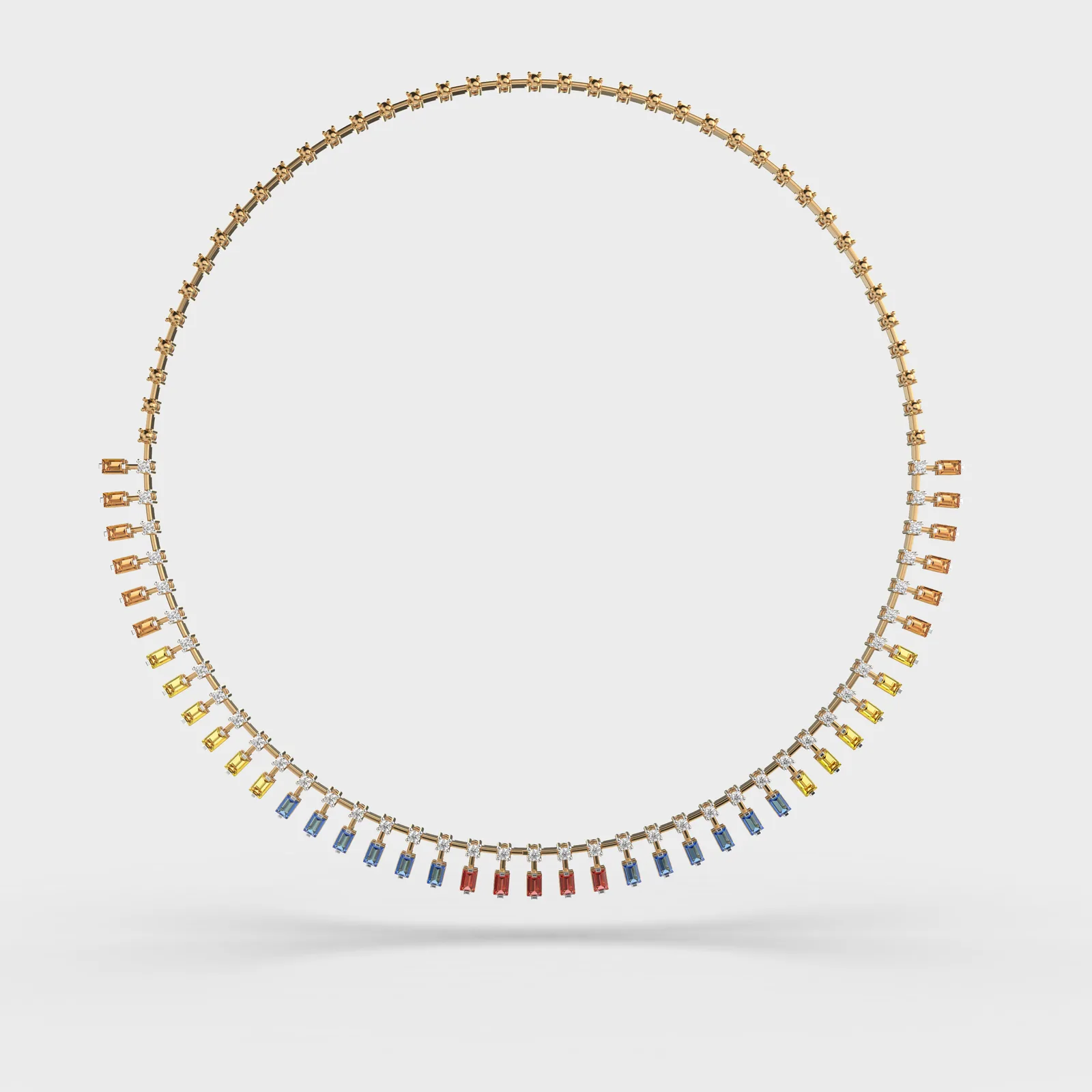 Multicolour Pretty Rainbow Diamond Necklace