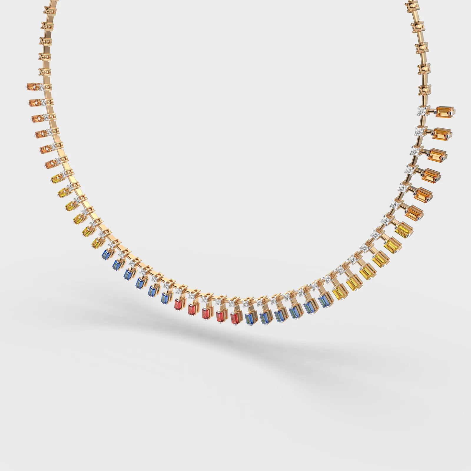 Multicolour Pretty Rainbow Diamond Necklace – alternate view
