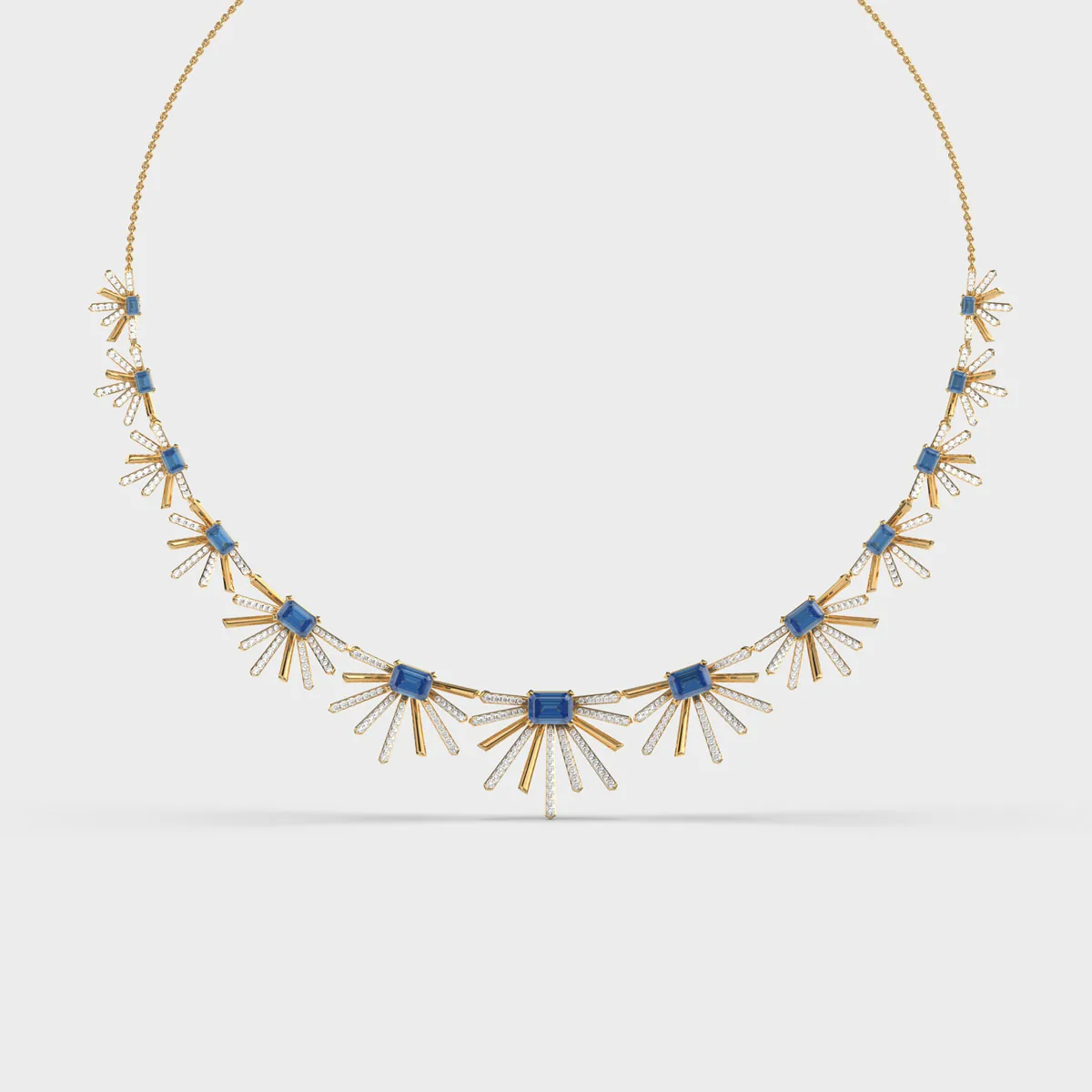 Mystic Fire Blue Stone Diamond Necklace