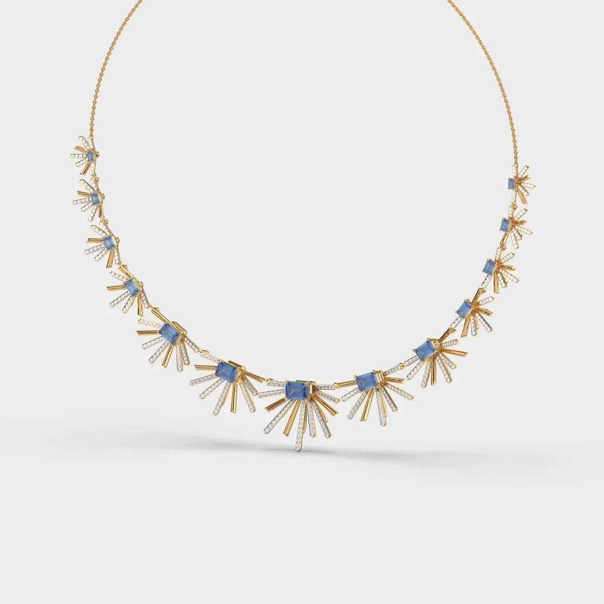 Mystic Fire Blue Stone Diamond Necklace – alternate view
