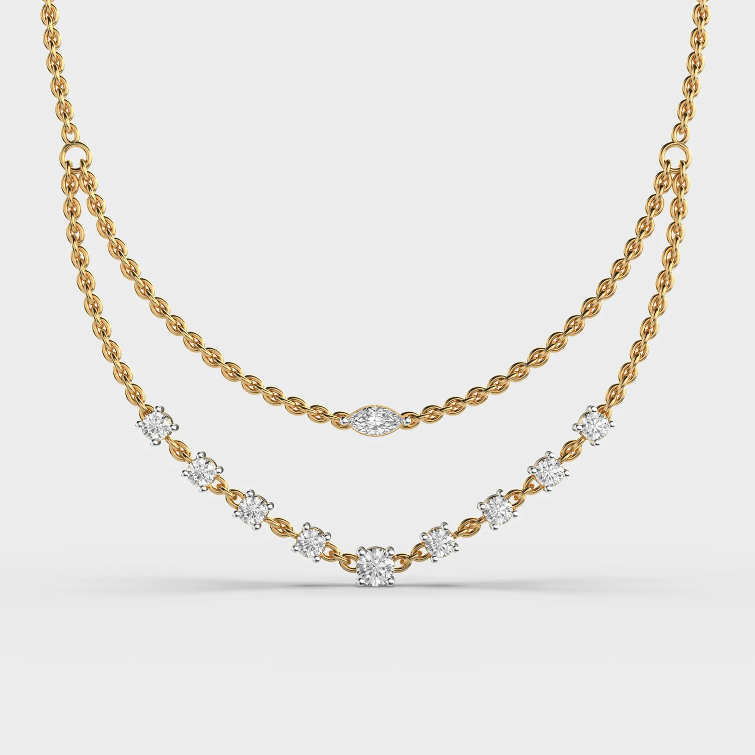Sleek Is Chic Multi Layered Diamond Necklace