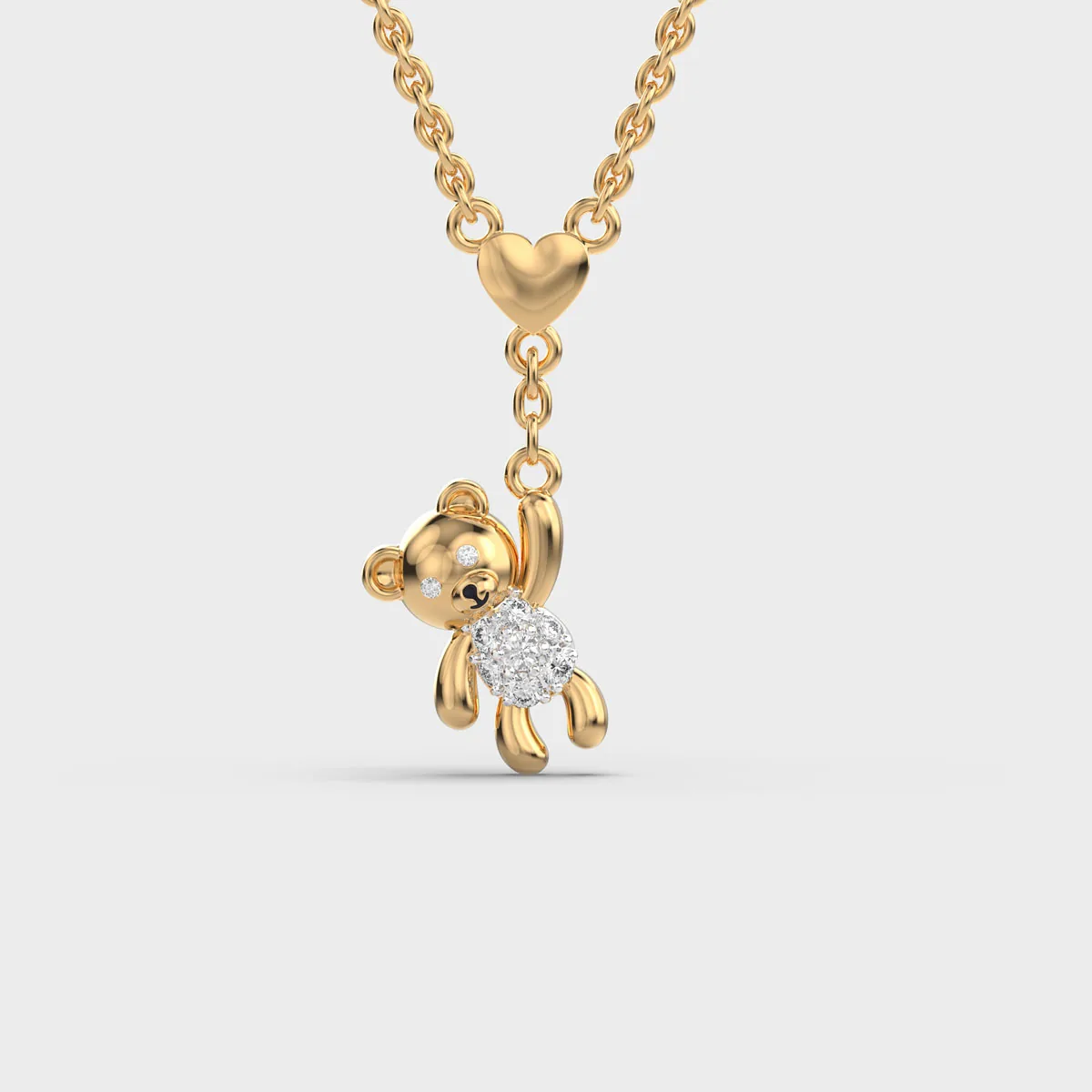 Teddy Diamond Necklace For Kids