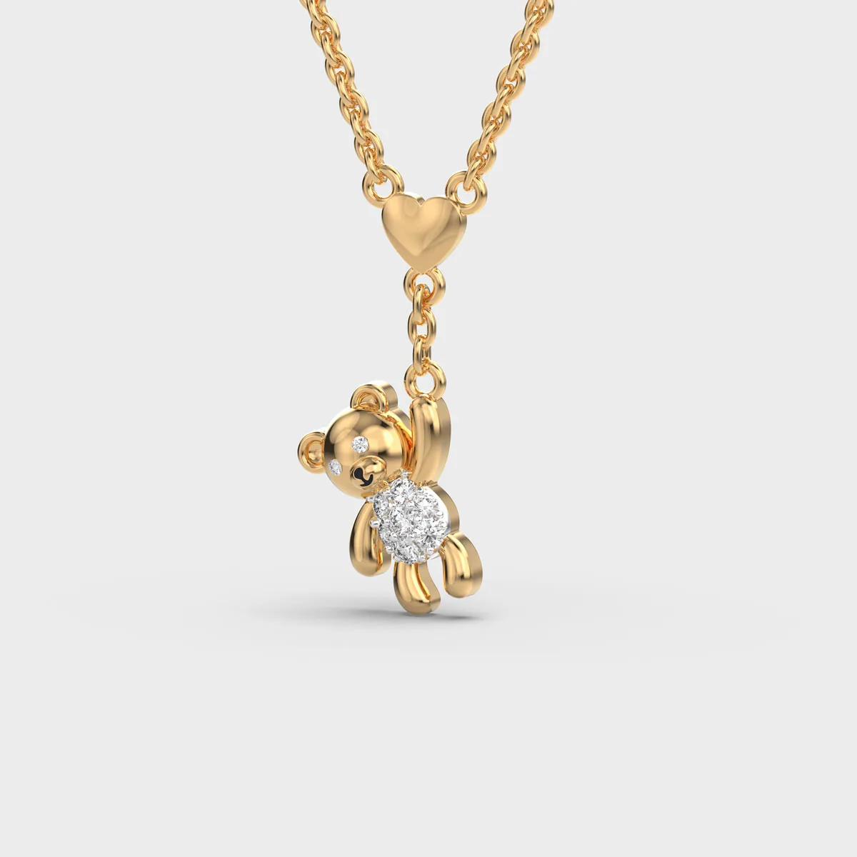 Teddy Diamond Necklace For Kids – alternate view