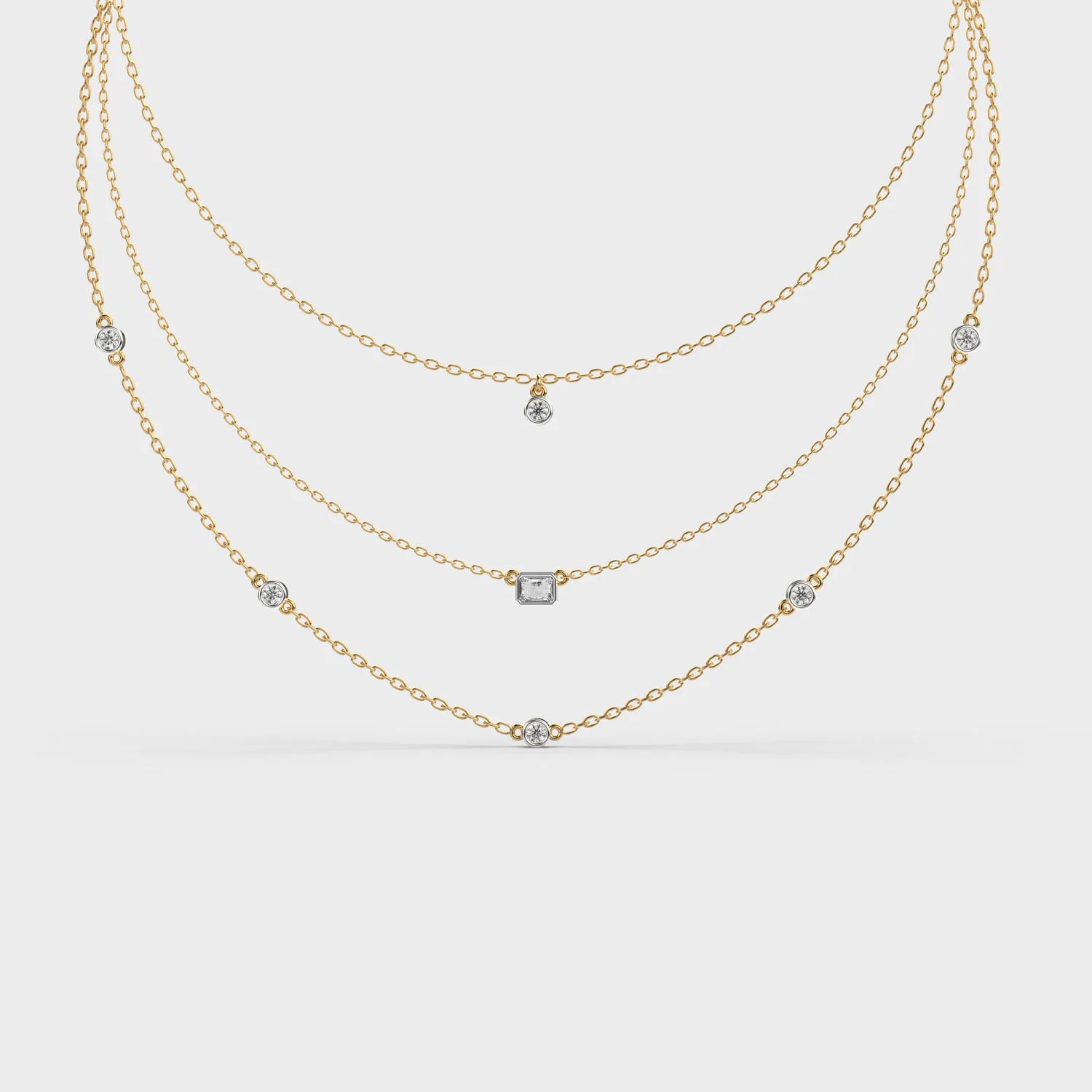 Three Layer Showcase Diamond Necklace
