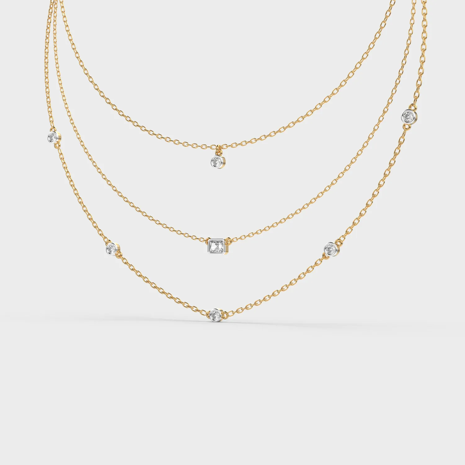 Three Layer Showcase Diamond Necklace – alternate view