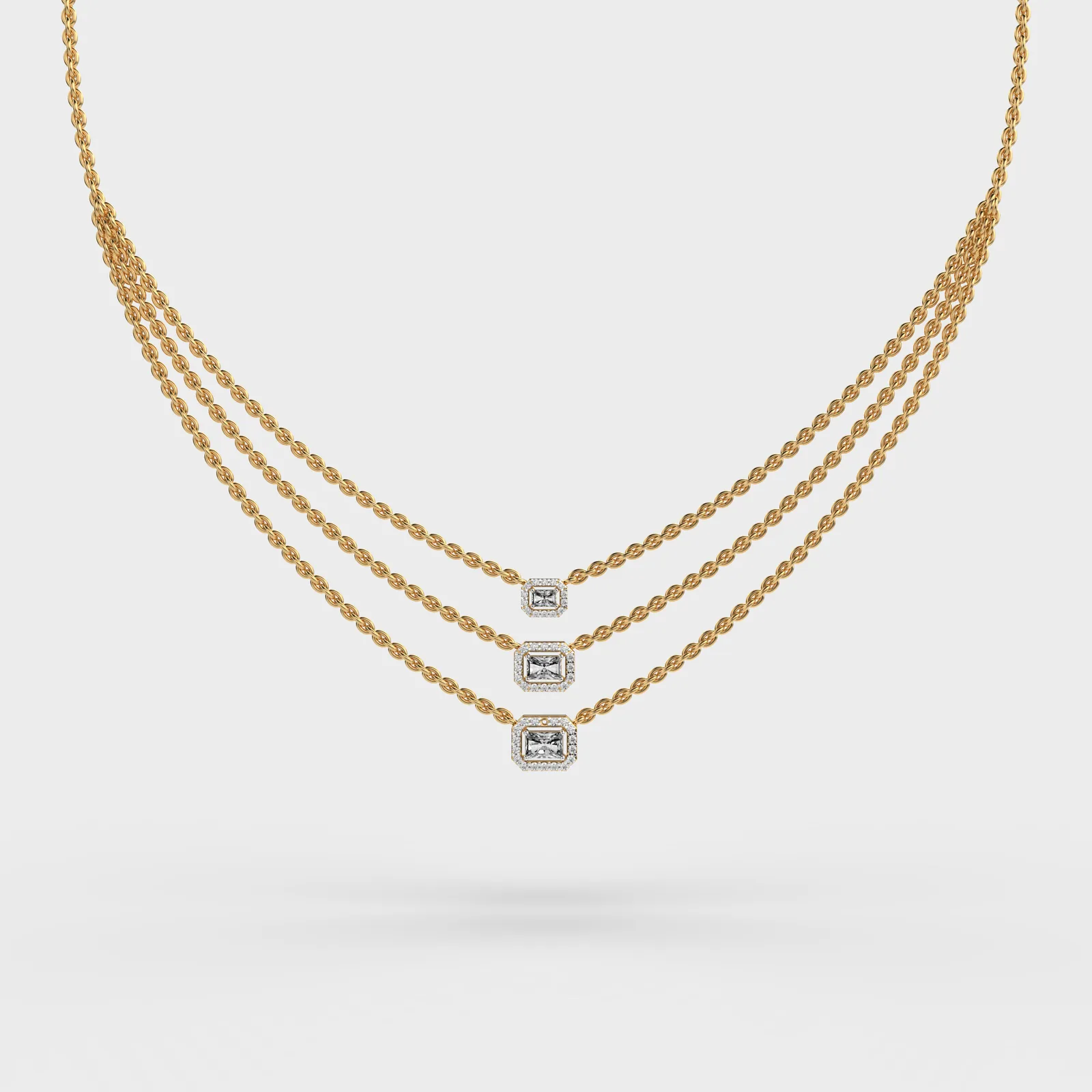 Three Layered Chic Diamond Necklace