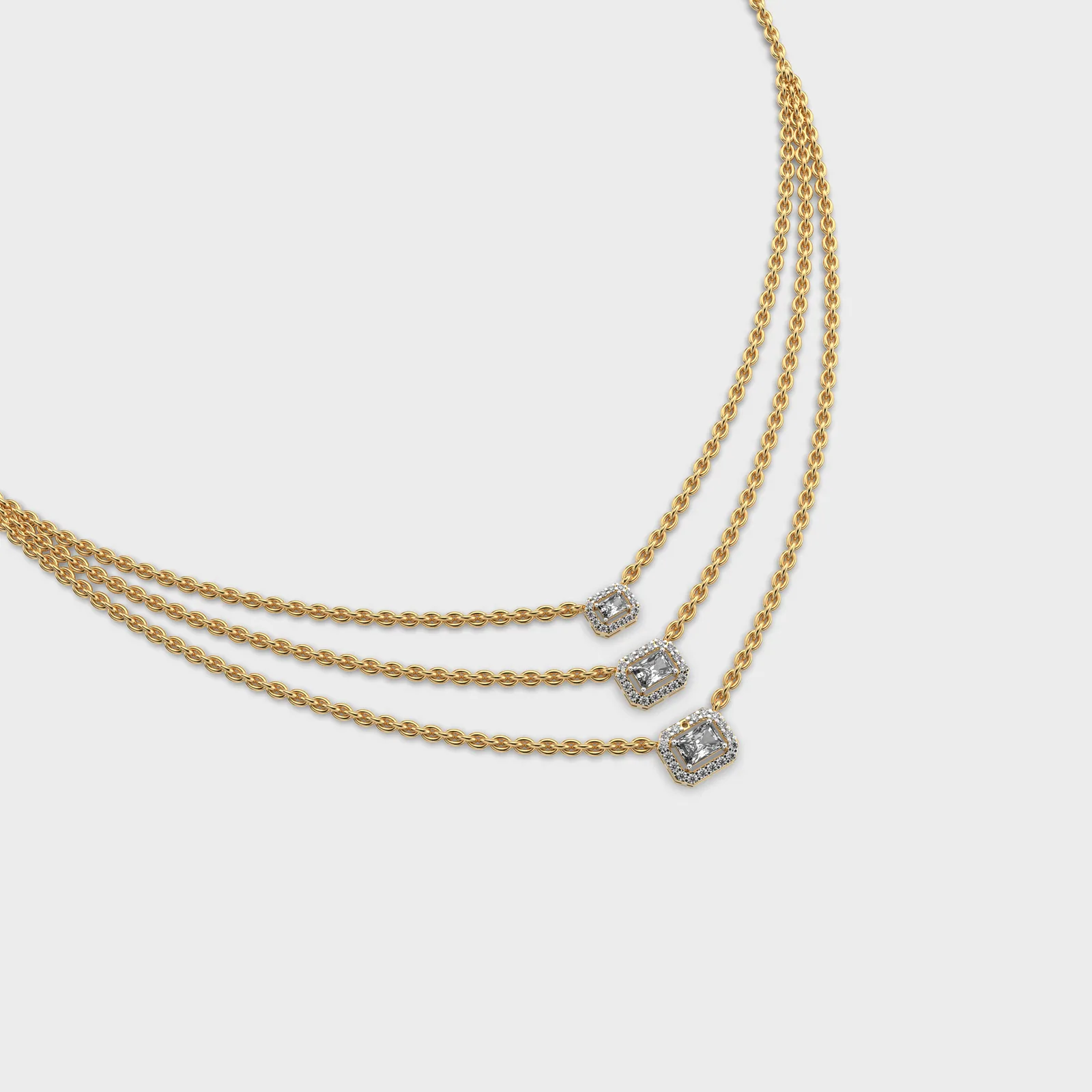 Three Layered Chic Diamond Necklace – alternate view