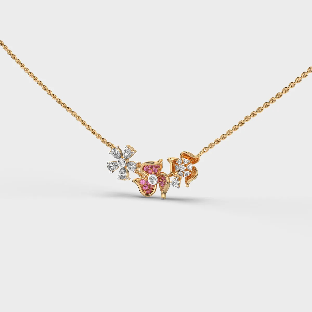 Tres Flowers And Petals Diamond Necklace – alternate view