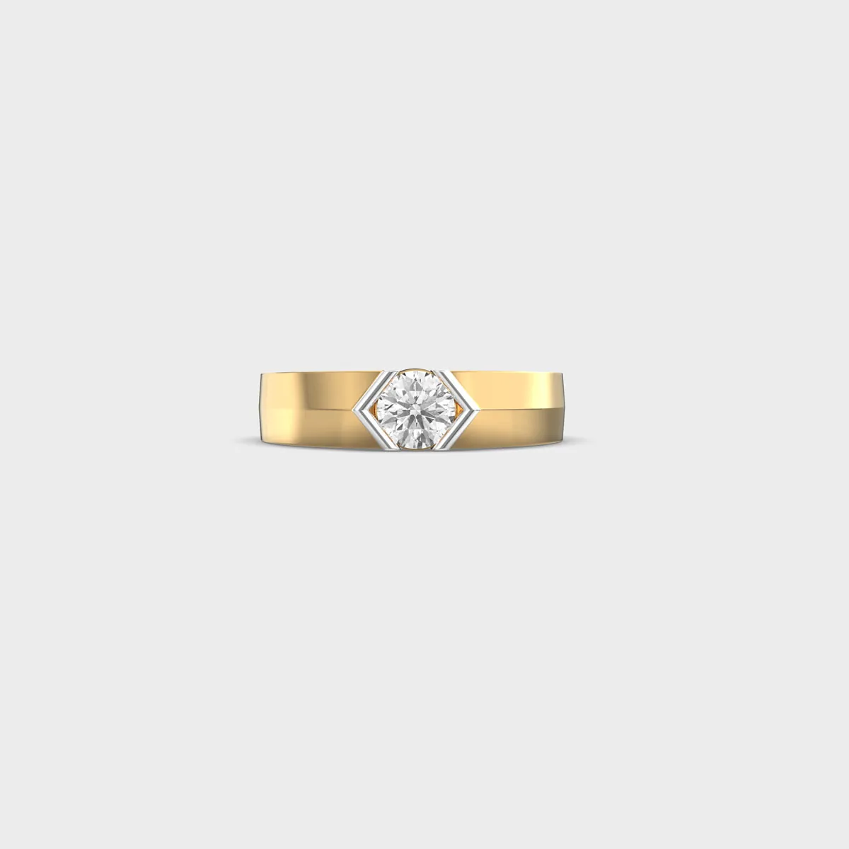 Angular Frame Round Diamond Band Ring For Men