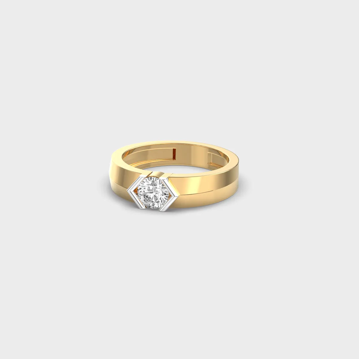 Angular Frame Round Diamond Band Ring For Men – alternate view