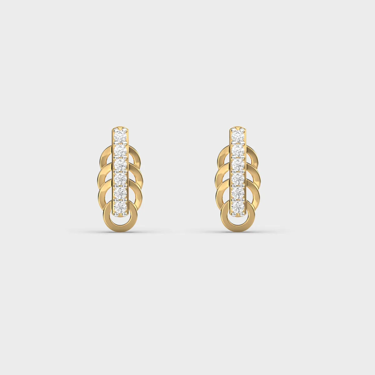 Brilliant Bar Stacked Loop Diamond Studs