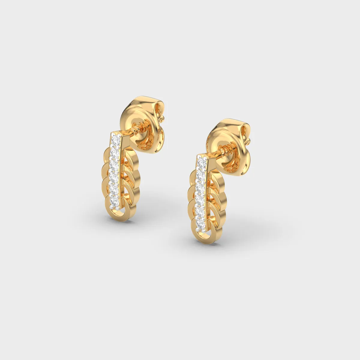 Brilliant Bar Stacked Loop Diamond Studs – alternate view