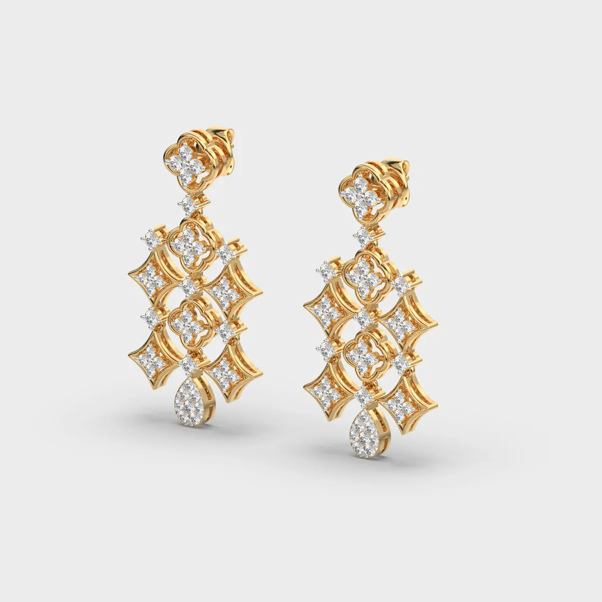 Clover Bloom Star Cascade Diamond Danglers – alternate view