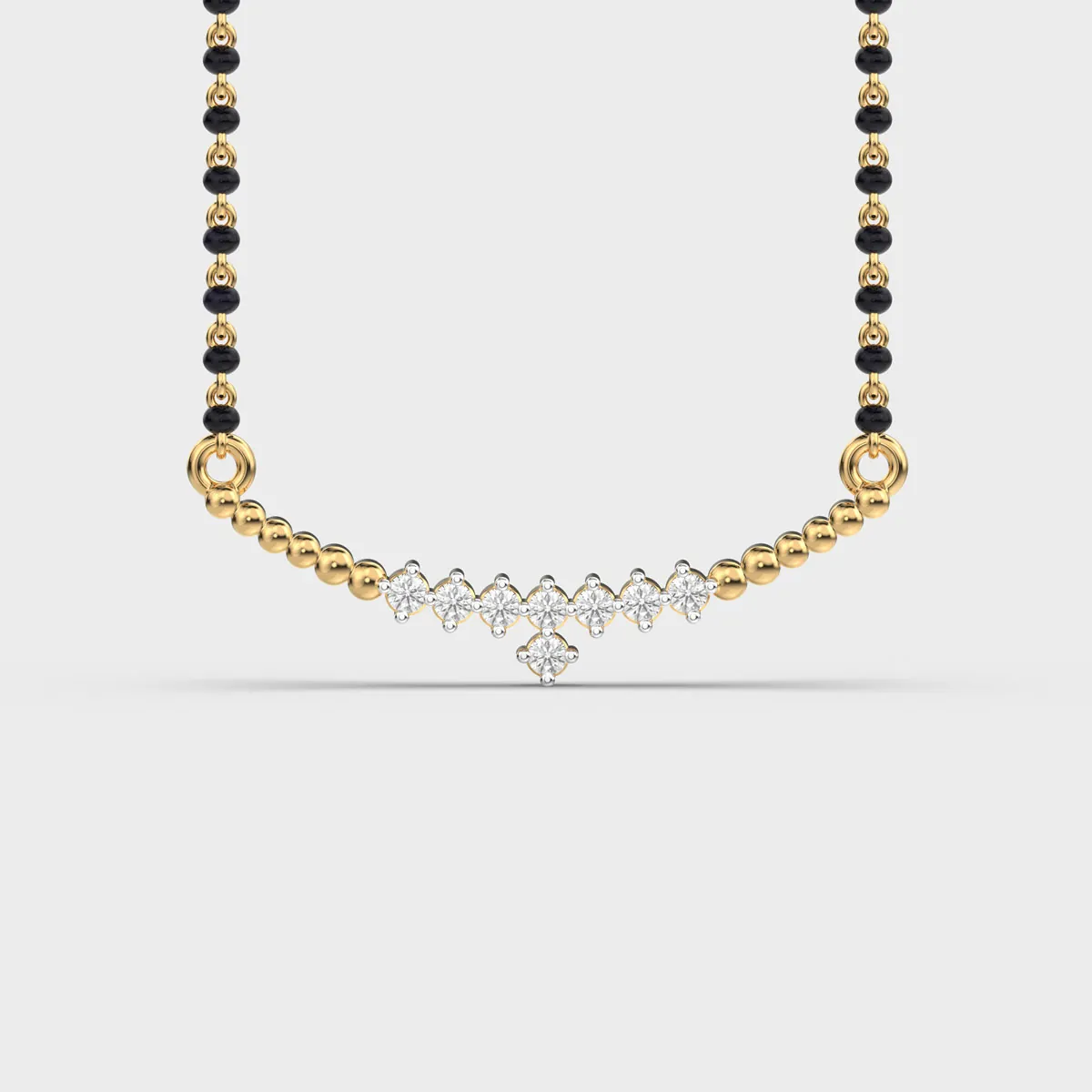 Curved Line Centre Drop Diamond Mangalsutra