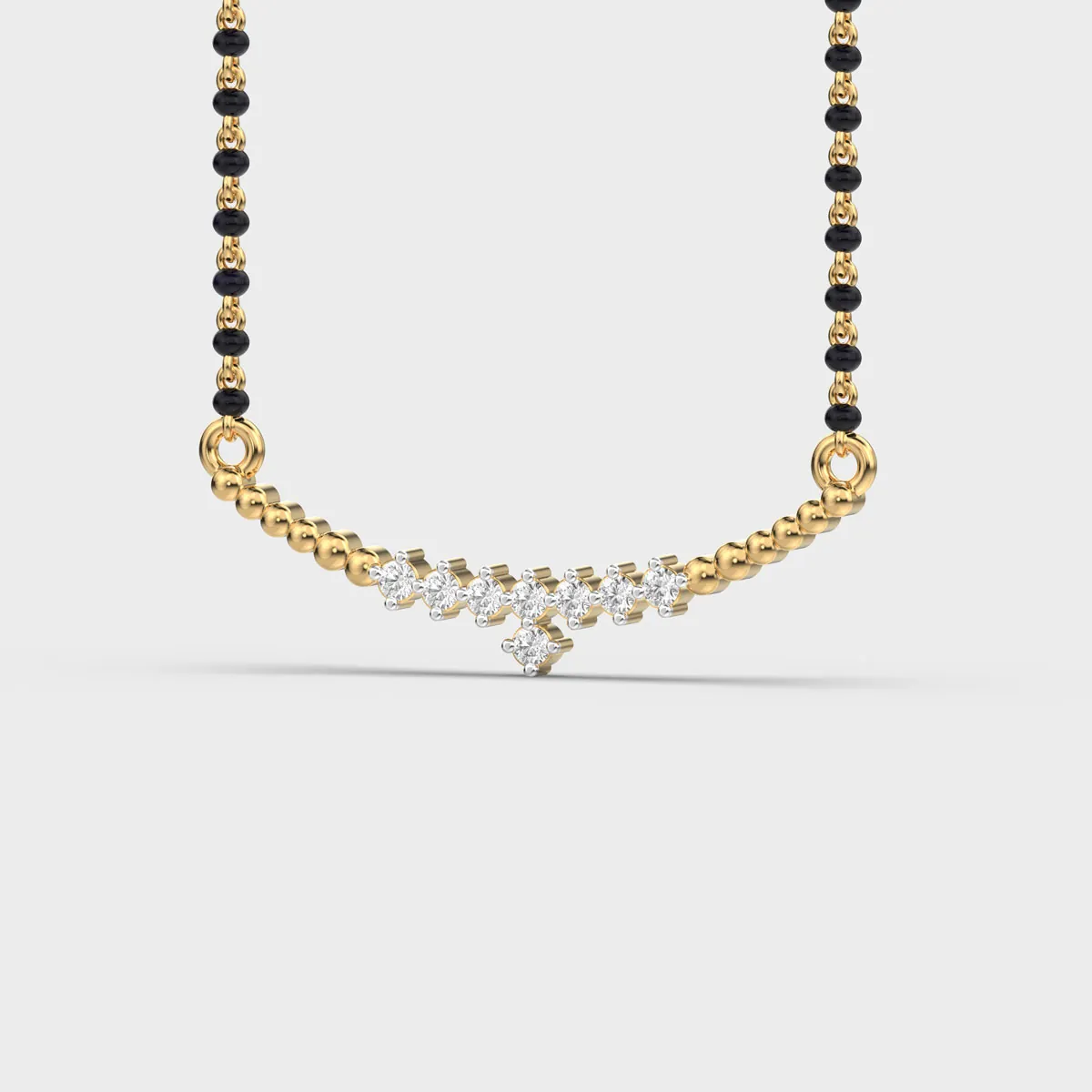 Curved Line Centre Drop Diamond Mangalsutra – alternate view
