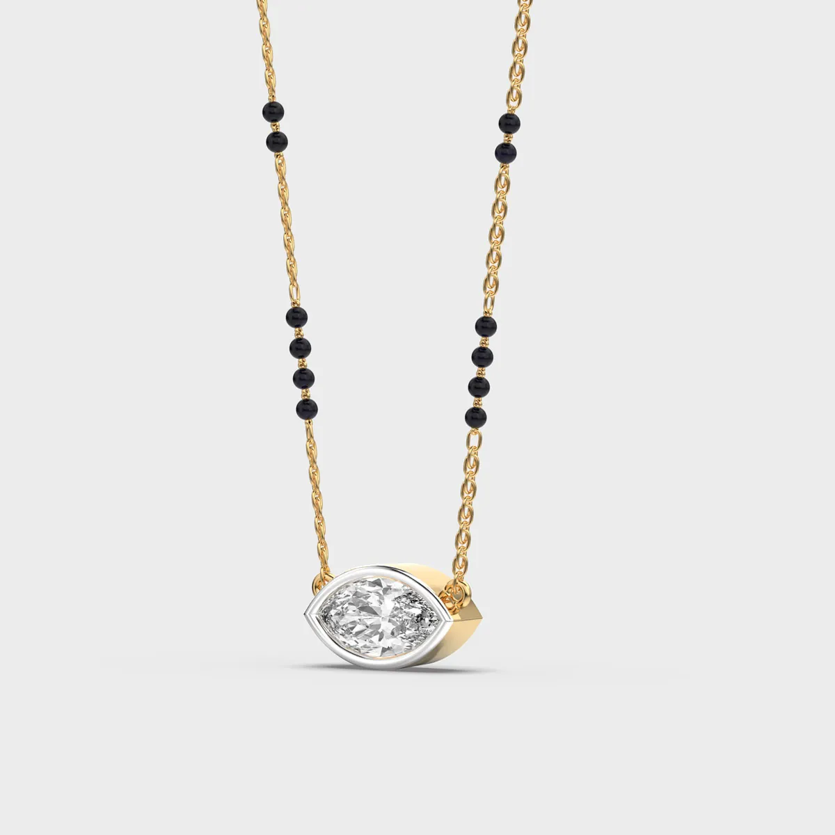 East West Marquise Solitaire Diamond Mangalsutra – alternate view