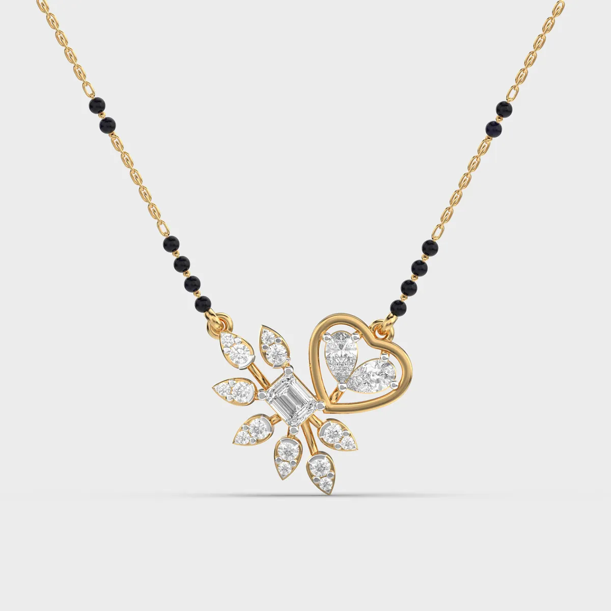 Floral Heart Petal Spray Diamond Mangalsutra