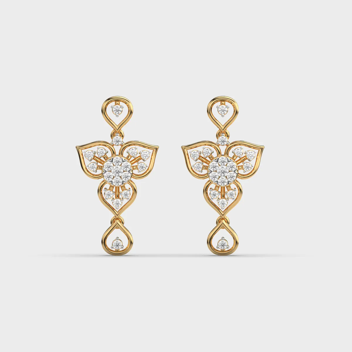 Flowering Vine Cluster Diamond Danglers