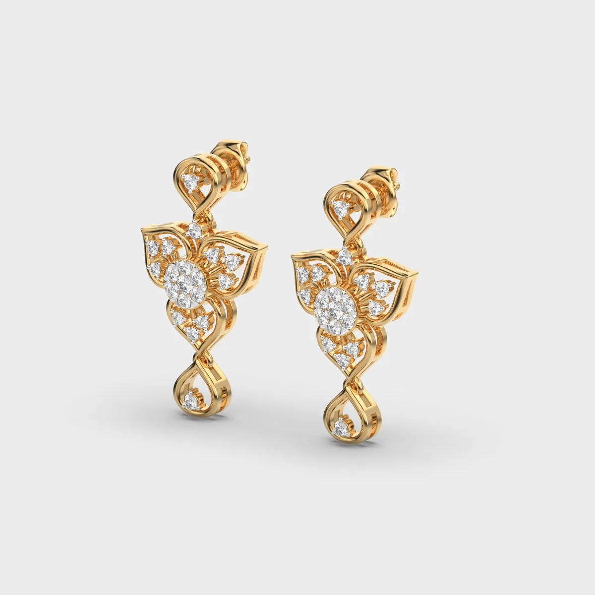 Flowering Vine Cluster Diamond Danglers – alternate view
