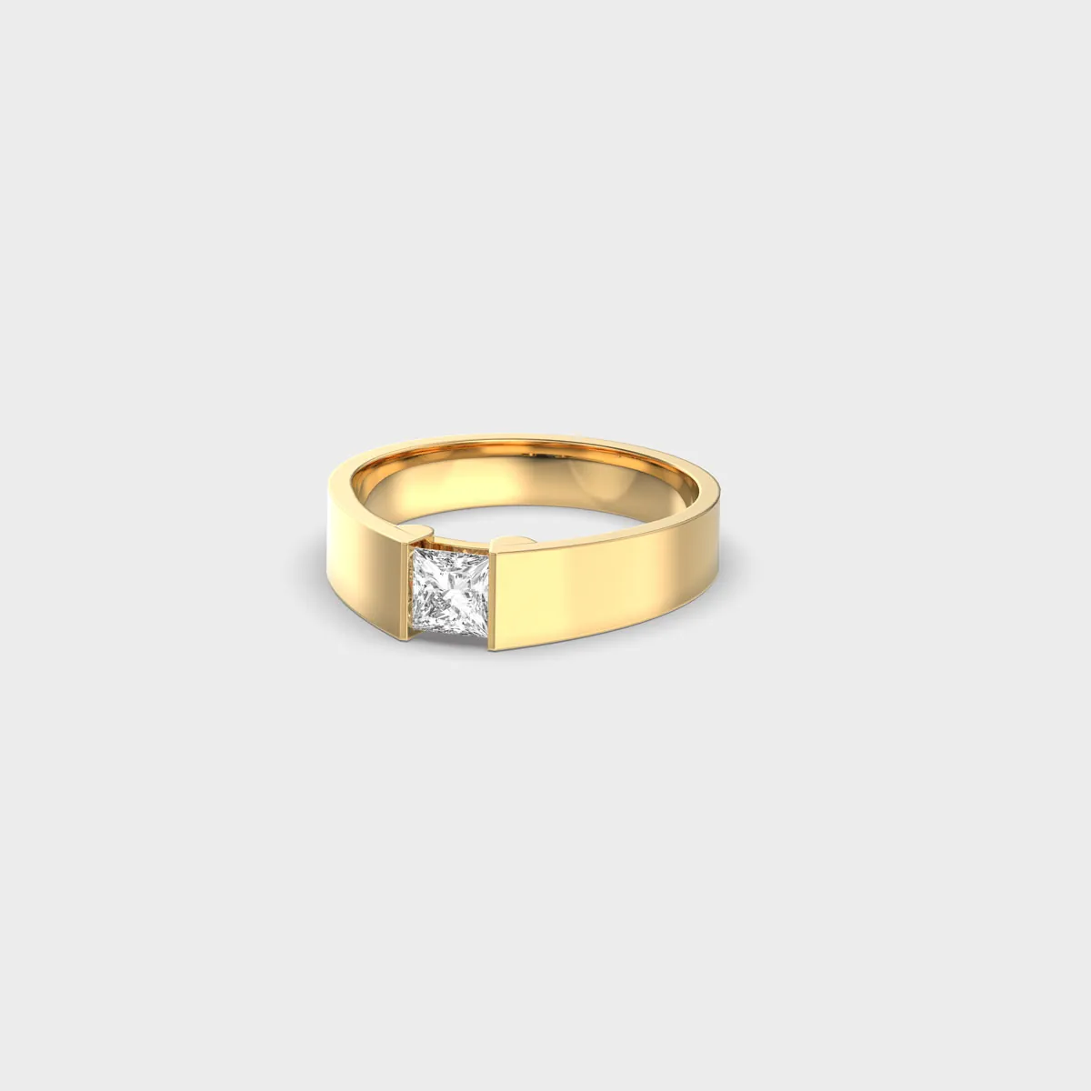 Flush Set Princess Diamond Band Ring For Men – alternate view