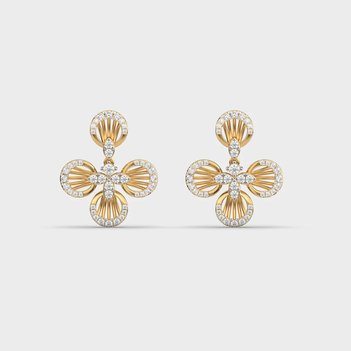 Fluted Fan Clover Bloom Diamond Drops