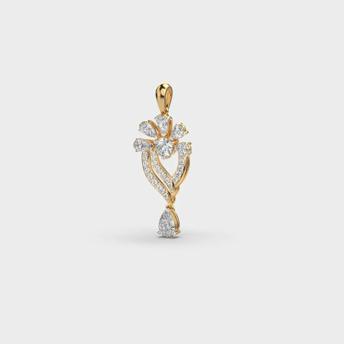 Assari Minimal Mixed Cut Diamond Pendant Without Chain – alternate view