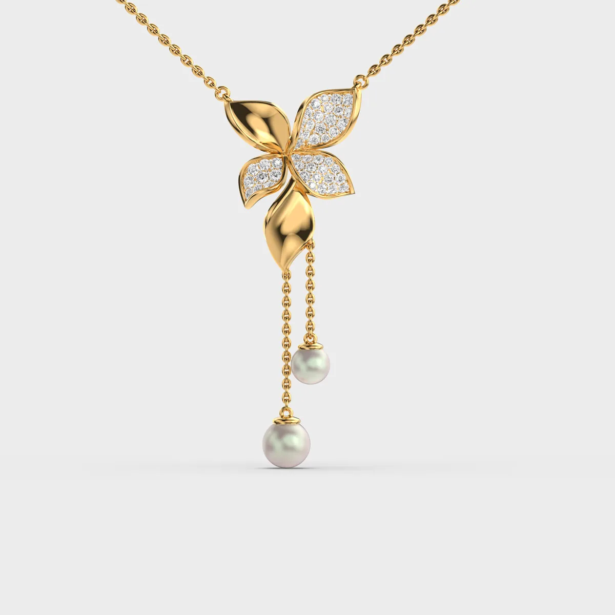 Daffodil Blooms Diamond Pendant With Chain
