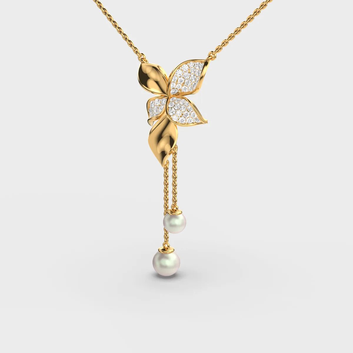 Daffodil Blooms Diamond Pendant With Chain – alternate view