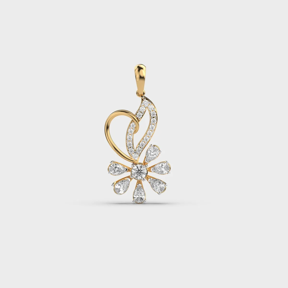 Daffodil Design Diamond Pendant Without Chain