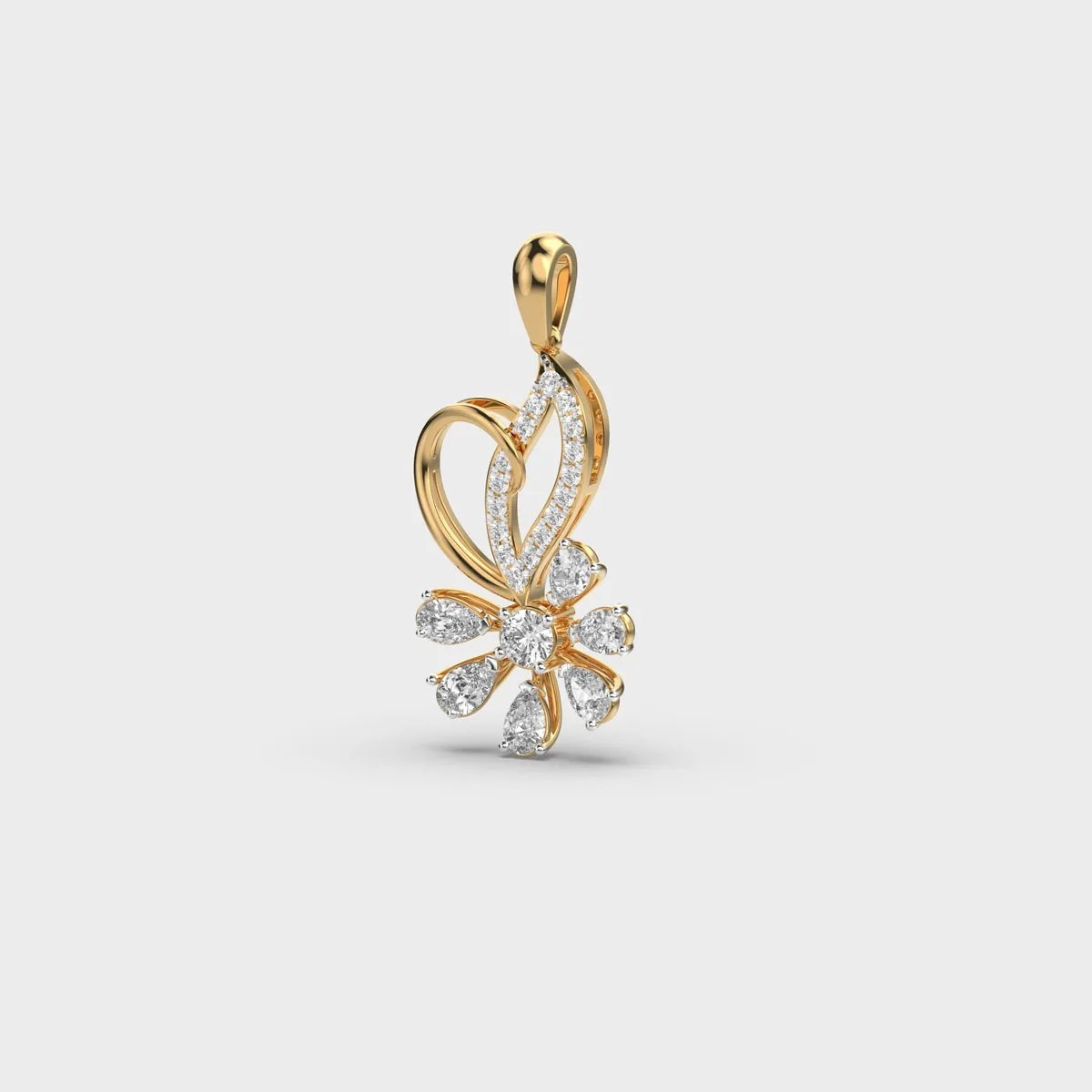 Daffodil Design Diamond Pendant Without Chain – alternate view