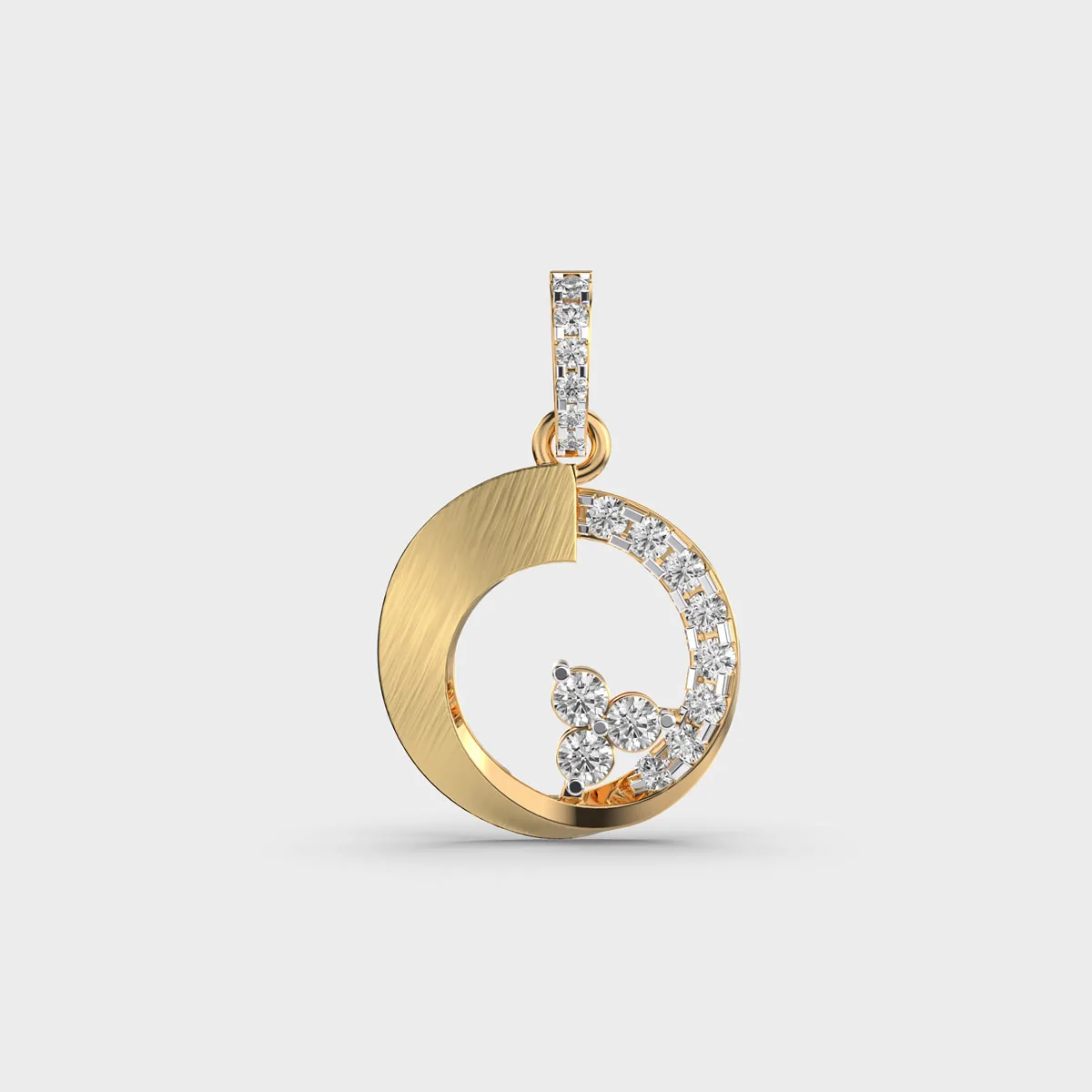 Dimidium Diamond Encrusted Pendant Without Chain