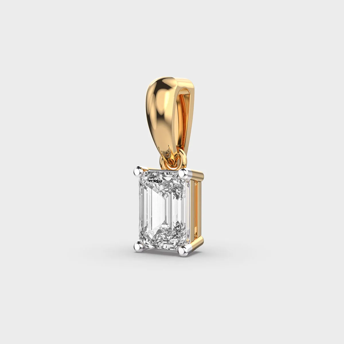 Emerald Cut Solitaire Pendant Without Chain – alternate view