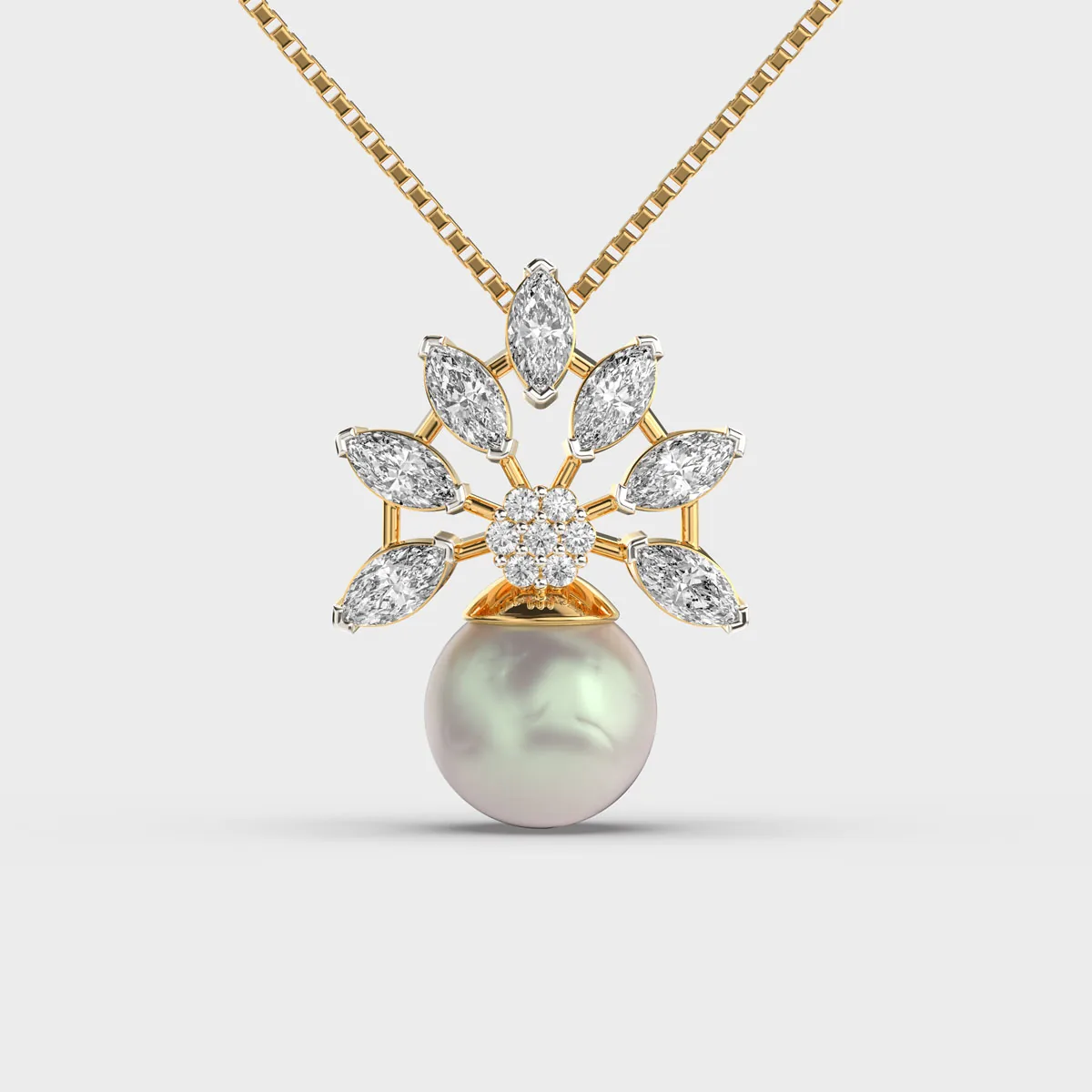 Fanfare Pearl Diamond Pendant With Chain