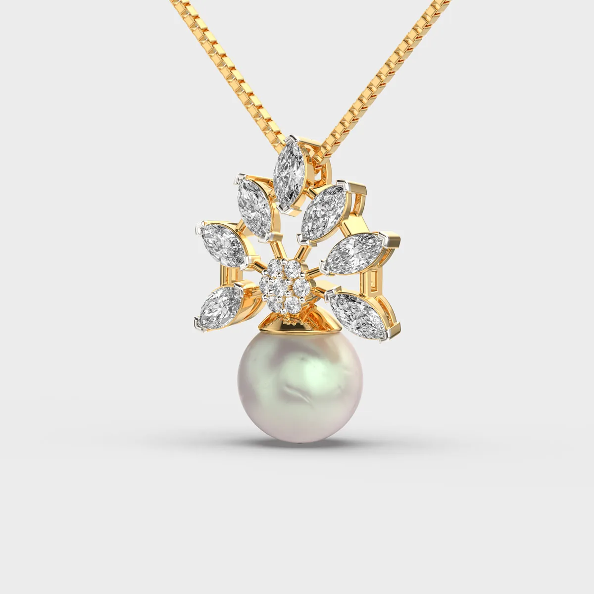 Fanfare Pearl Diamond Pendant With Chain – alternate view
