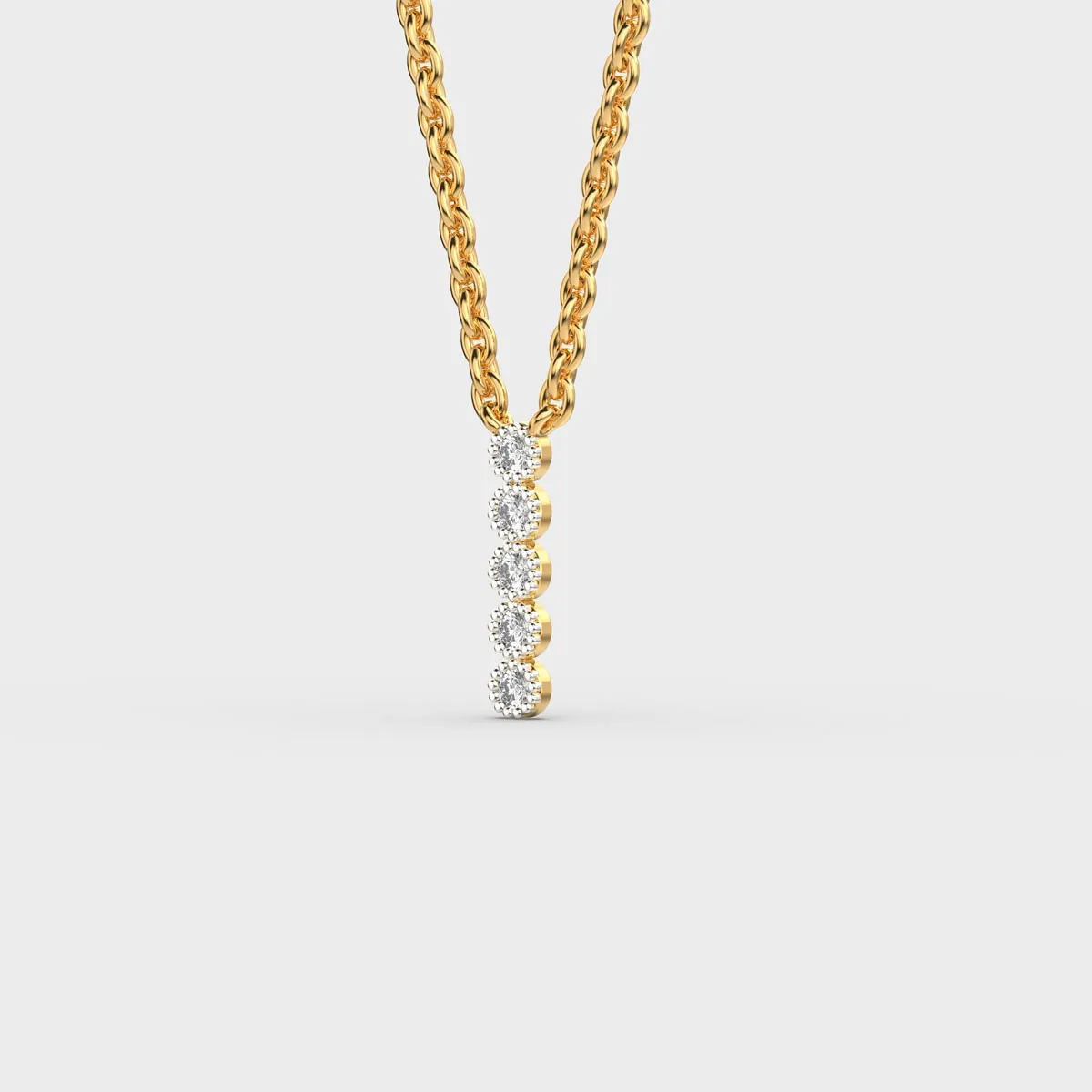 Five Stone Bezel Bar Diamond Pendant With Chain – alternate view