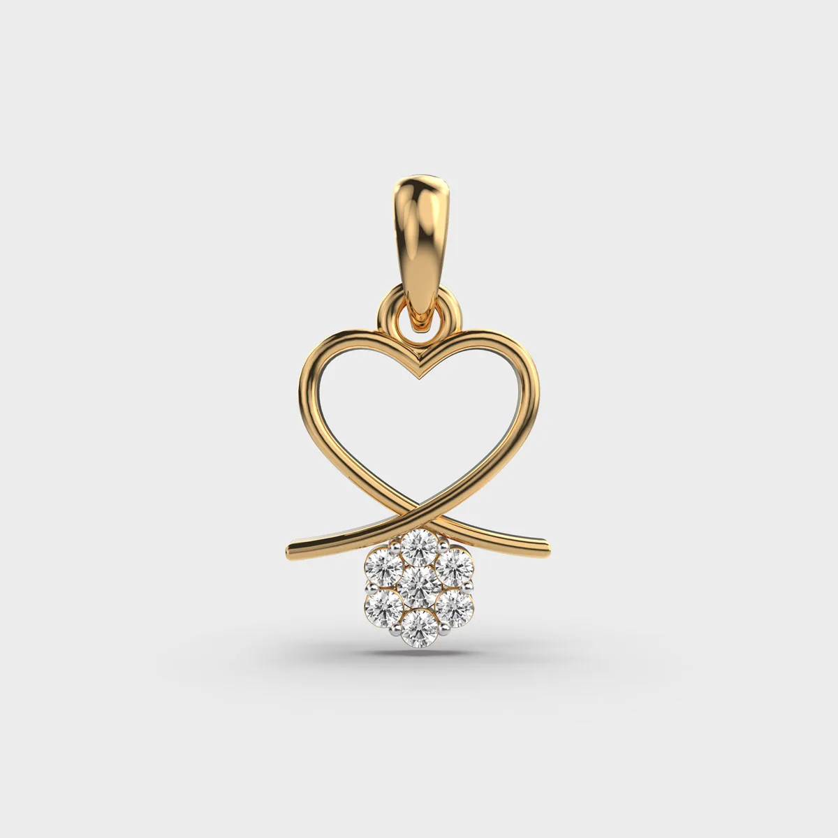 Floral Drop Heart Diamond Pendant Without Chain