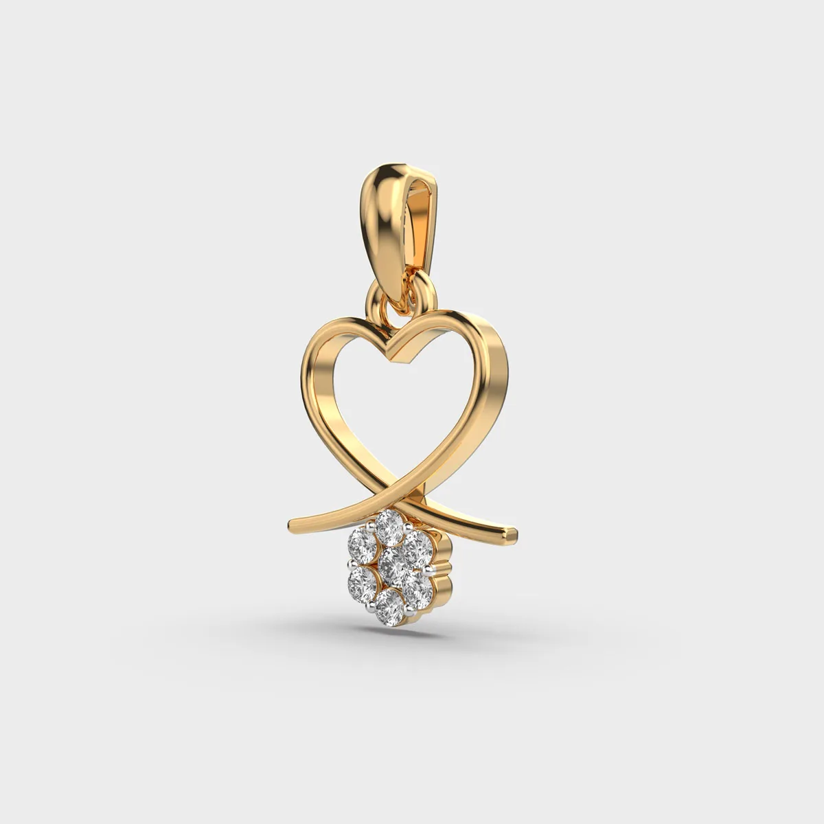 Floral Drop Heart Diamond Pendant Without Chain – alternate view