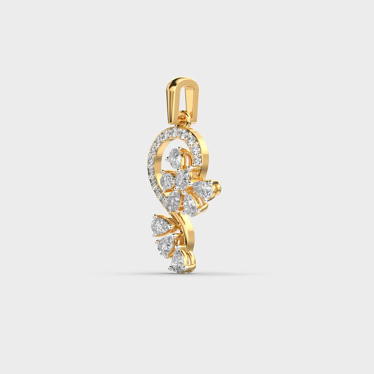 Floral Swirl Vine Diamond Pendant Without Chain – alternate view