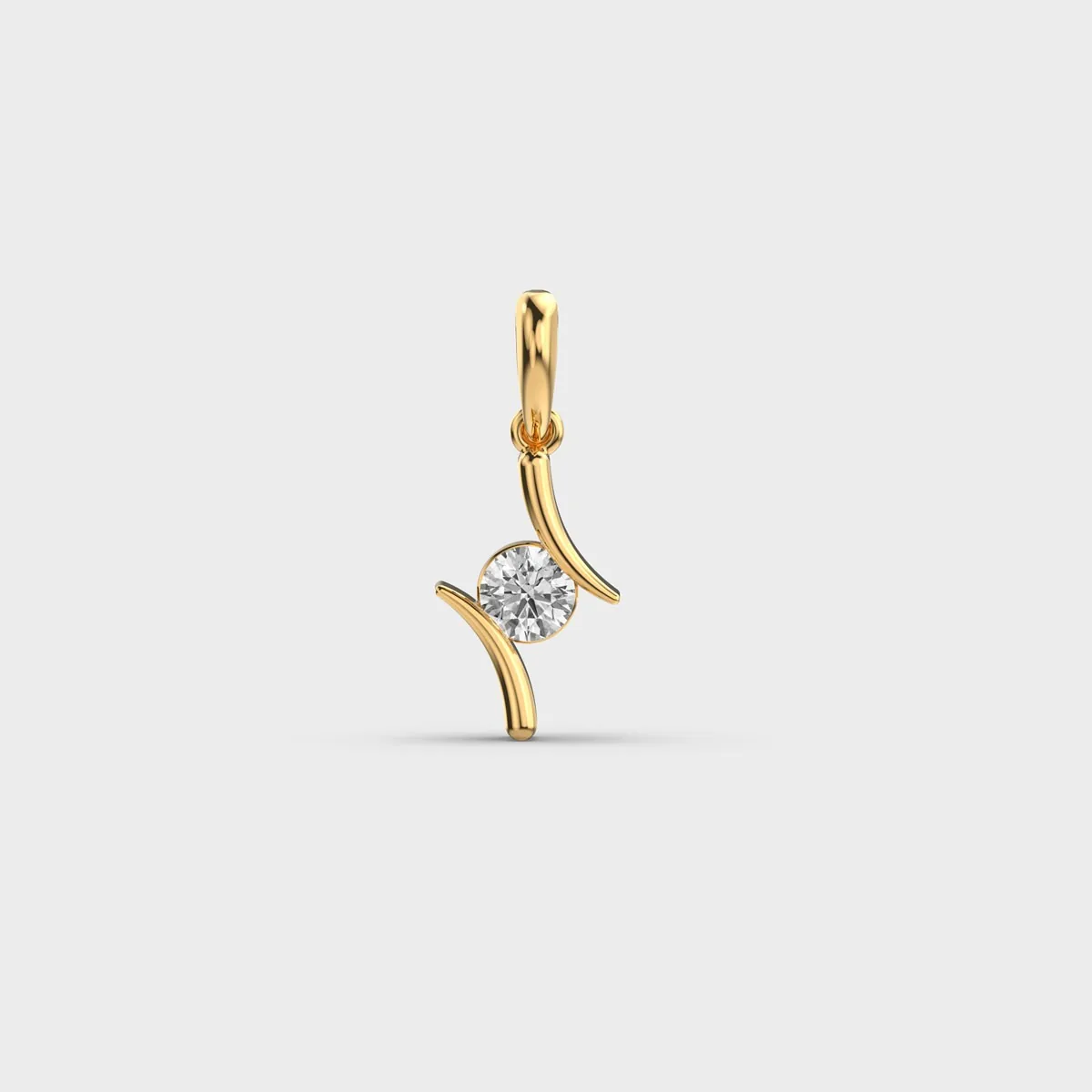 Fluid Twist Solitaire Diamond Pendant Without Chain