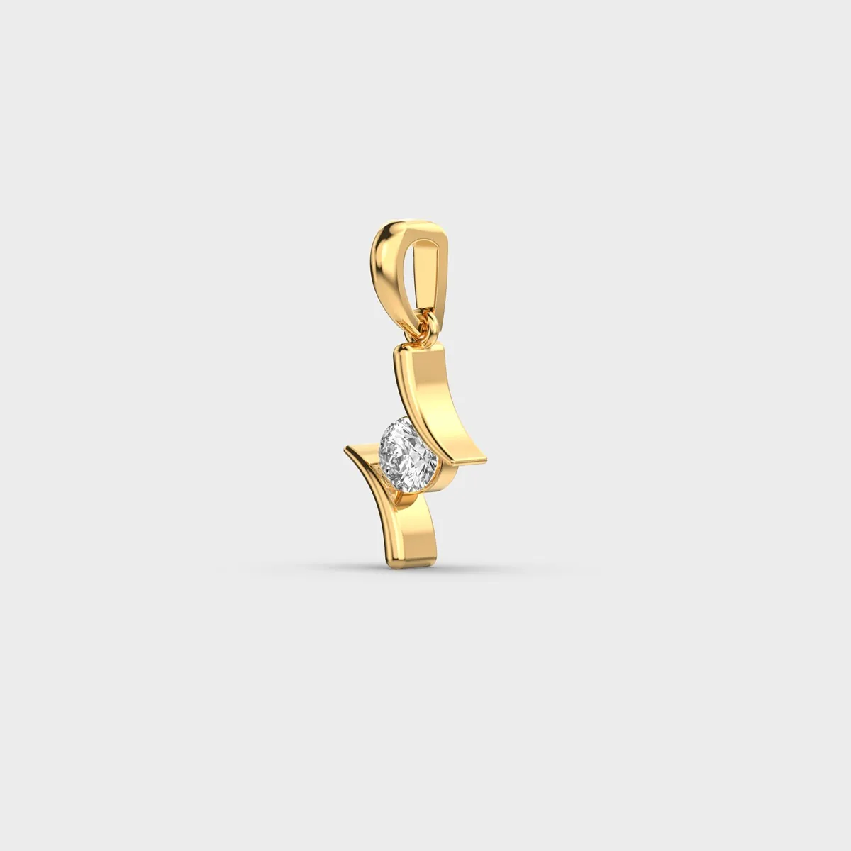 Fluid Twist Solitaire Diamond Pendant Without Chain – alternate view