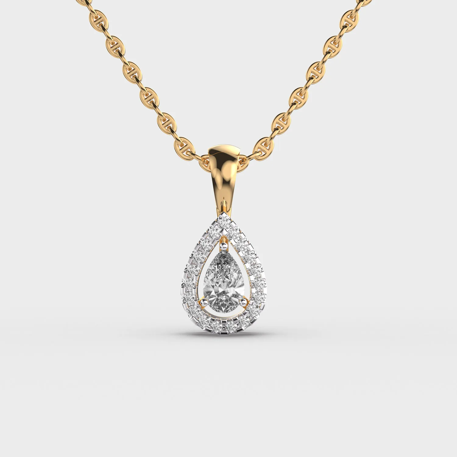 Glinting Dew Pear Cut Diamond Pendant Without Chain