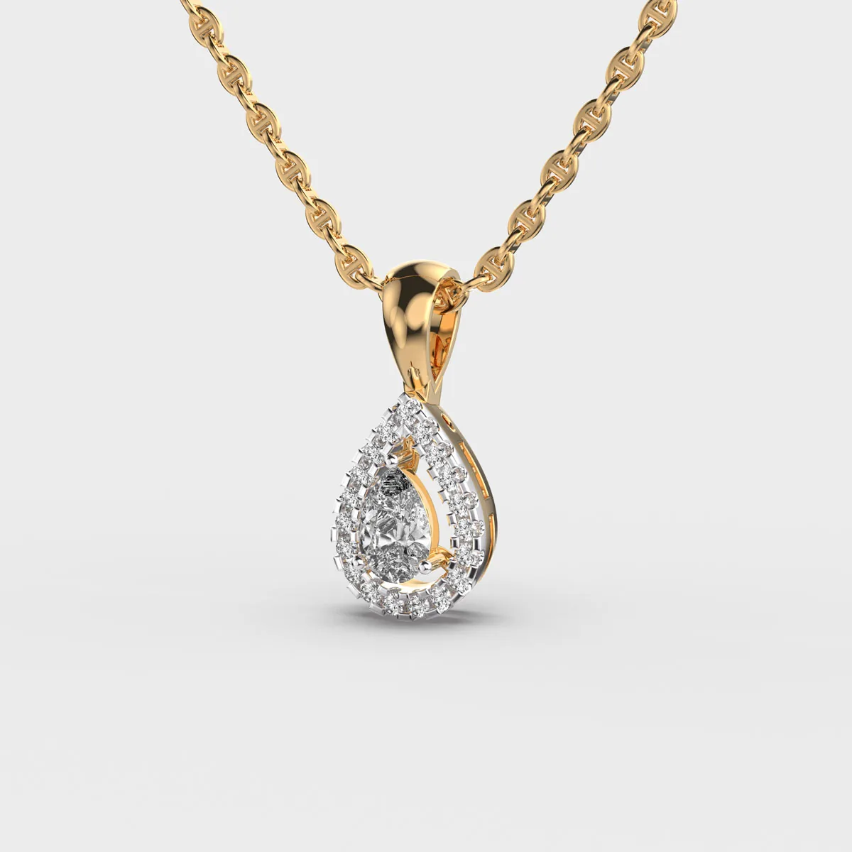 Glinting Dew Pear Cut Diamond Pendant Without Chain – alternate view
