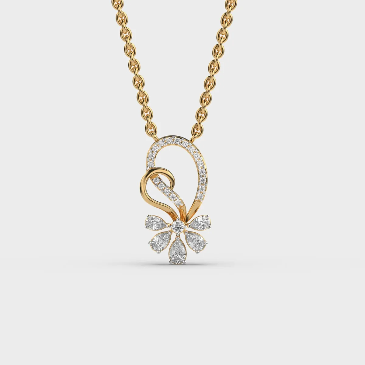 Interloped Asteria Diamond Pendant With Chain