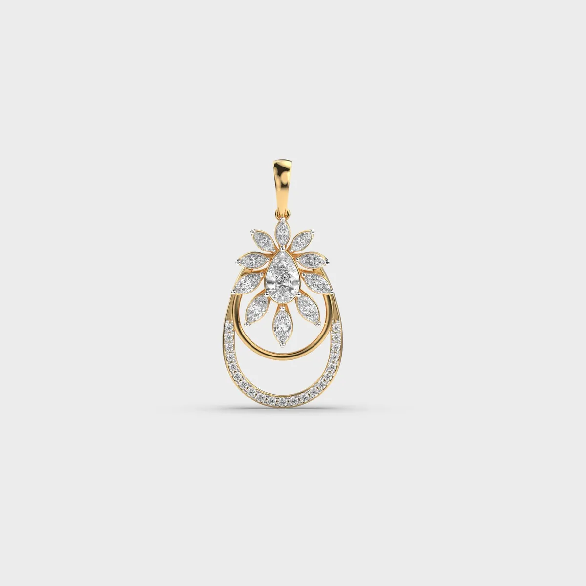 Marquise Cut Flower Diamond Pendant Without Chain