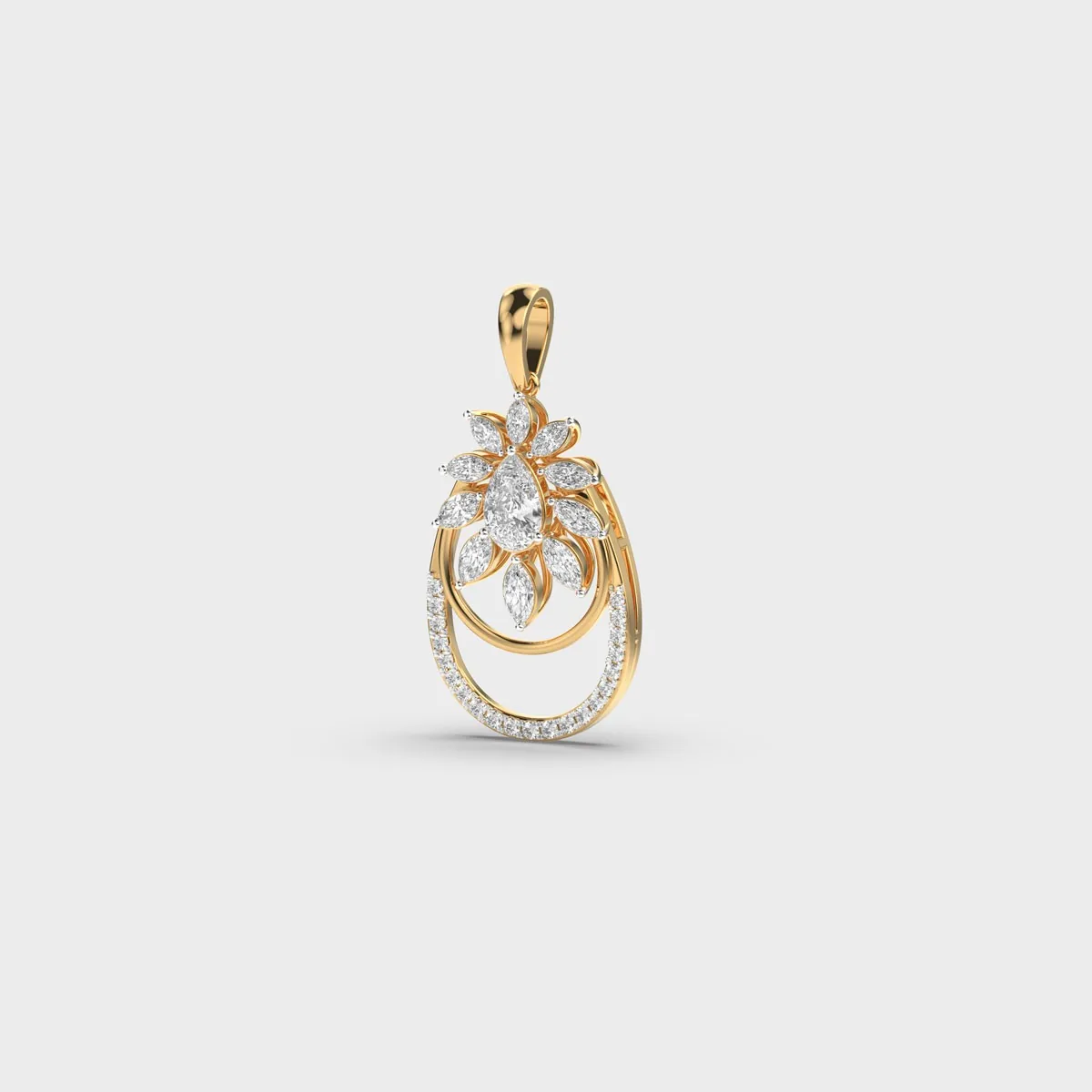 Marquise Cut Flower Diamond Pendant Without Chain – alternate view