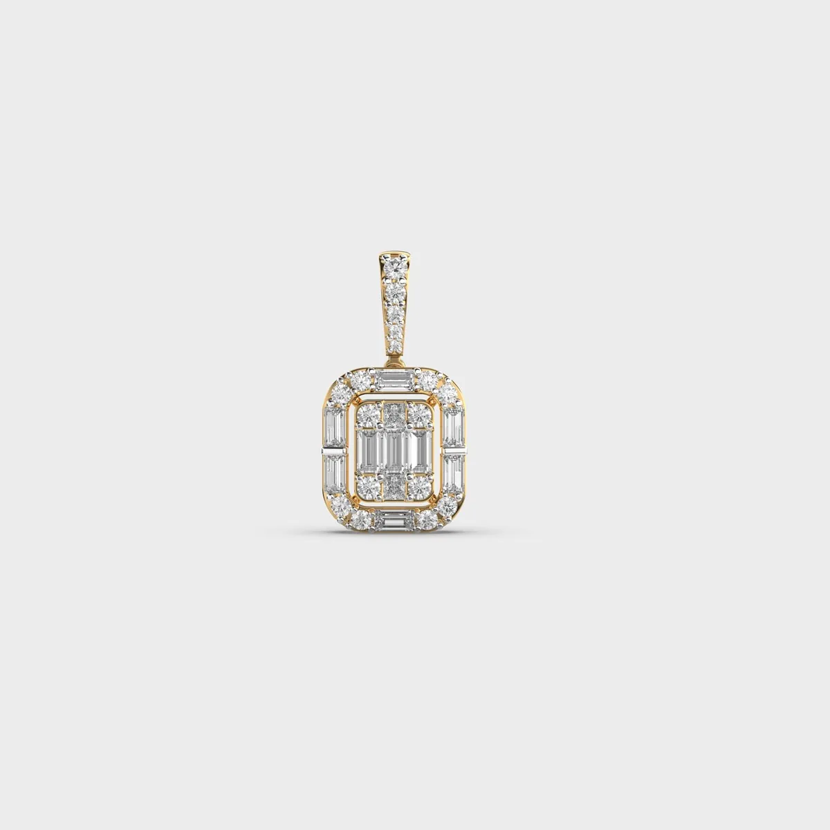 Minimal Emerald Cut Diamond Pendant Without Chain