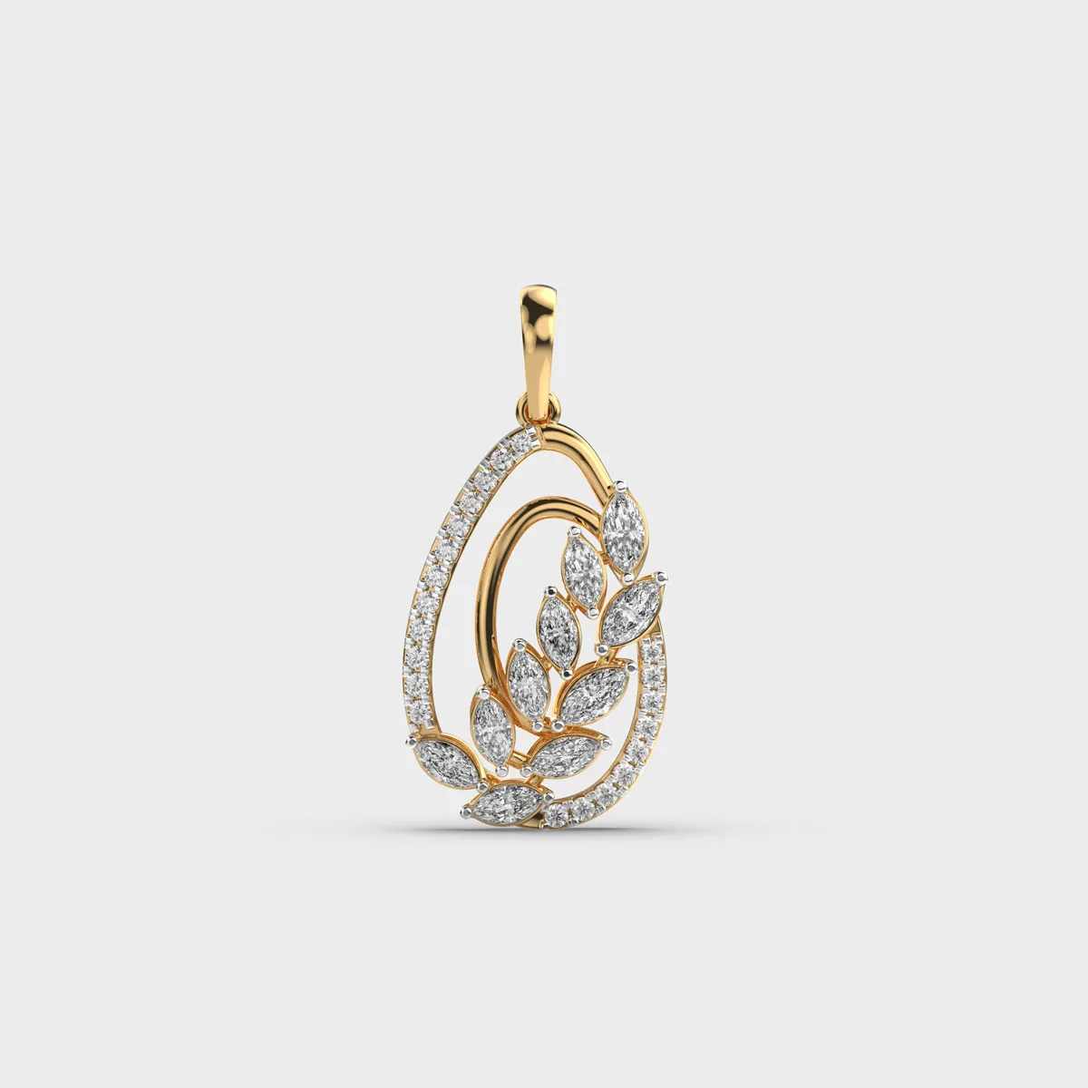 Minimal Leaf Vine Diamond Pendant Without Chain