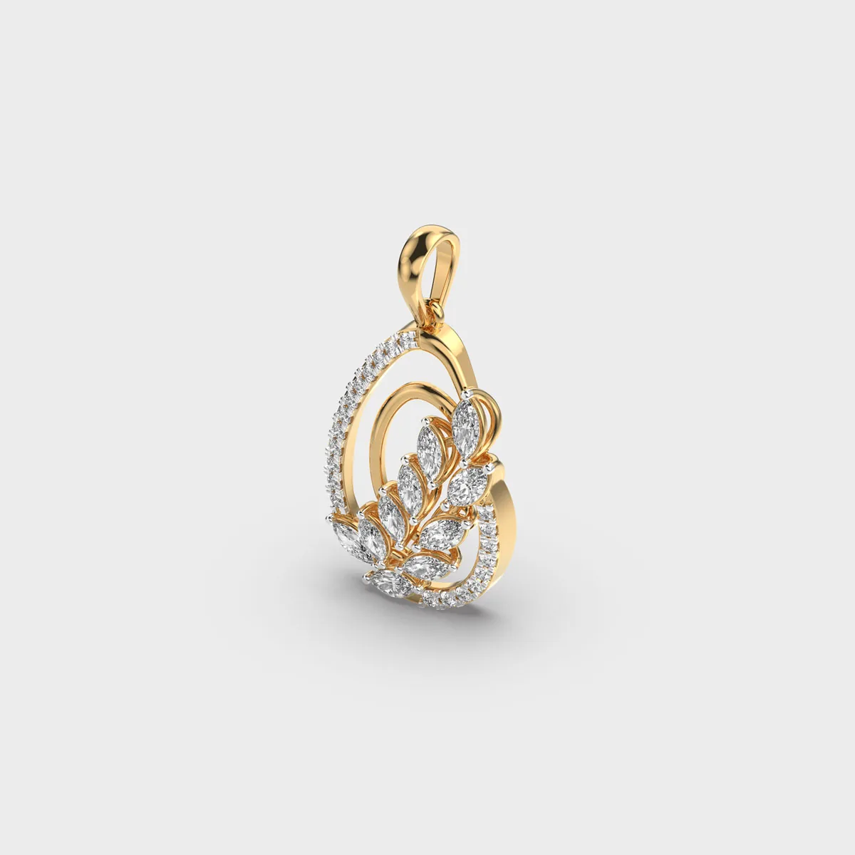 Minimal Leaf Vine Diamond Pendant Without Chain – alternate view
